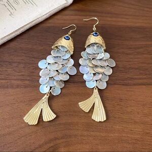 Gold Fish Shell Earrings